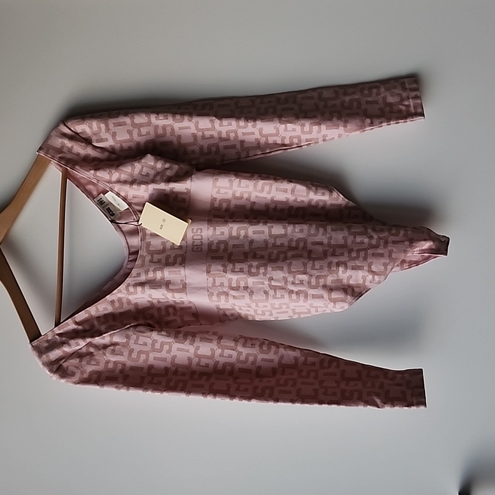 GCDS x Wolford Netallic Pink Logo Knit Bodysuit